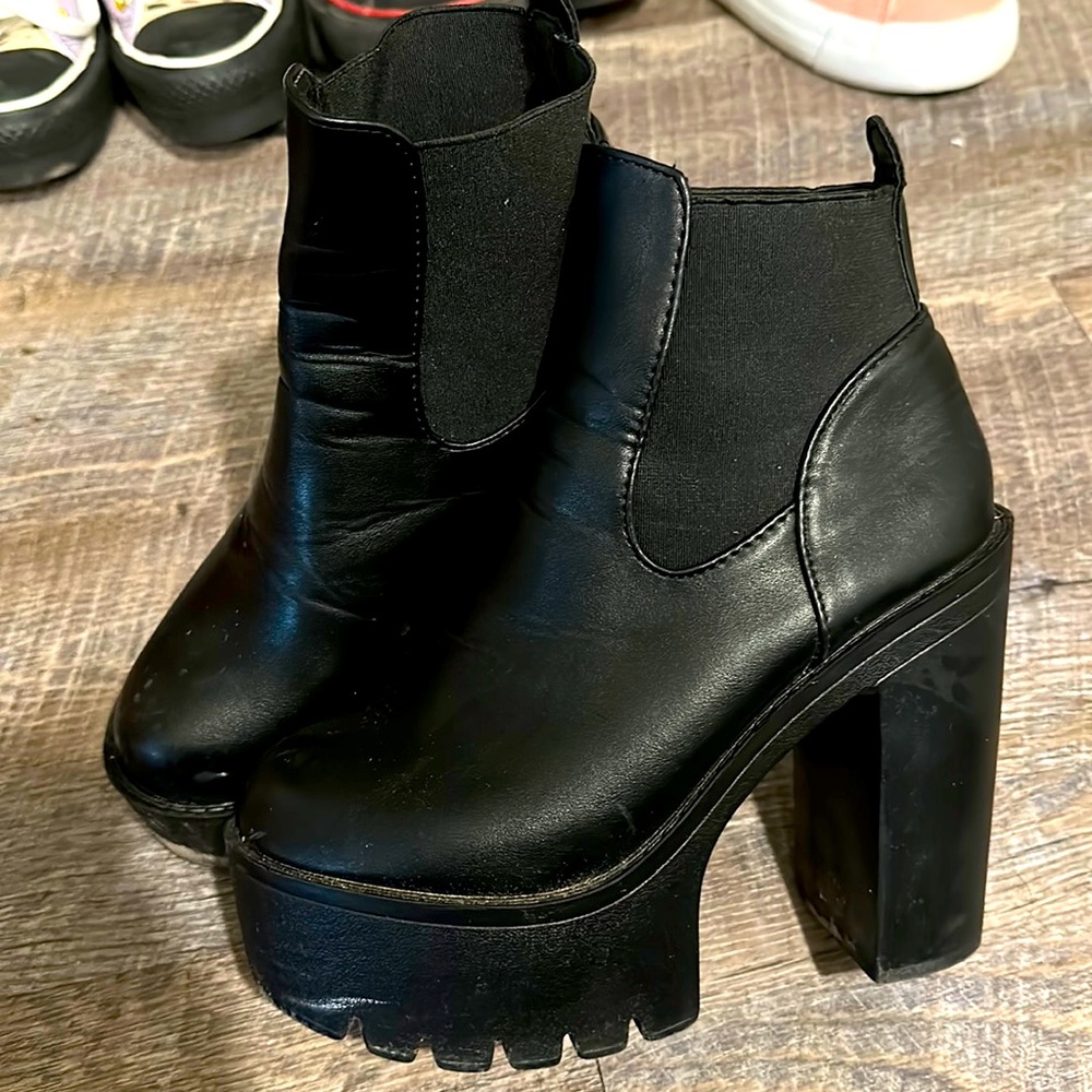 Black platform boots